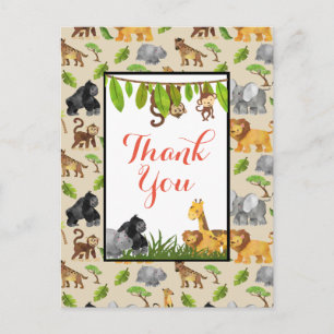 Wild Animal Oerwoud Pattern Party Dank u Briefkaart