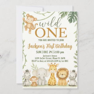 Wild Animal Party Design voor kinderen Kaart