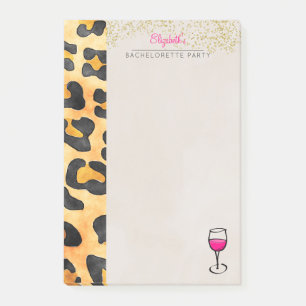 Wild Animal Print and Wine Bachelorette Party Post-it® Notes