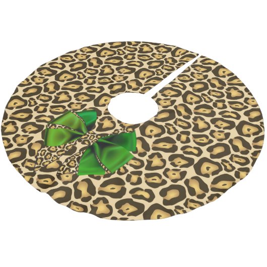 Wild Animal Print Jaguar met groene boog Kerstboom Rok (Gekanteld)