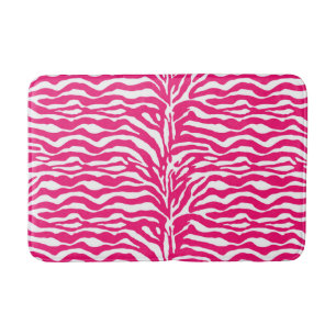 Wild Animal Print, Zebra in Fuchsia Pink en White Badmat