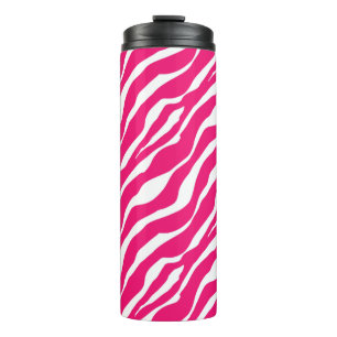 Wild Animal Print, Zebra in Fuchsia Pink en White Thermosbeker