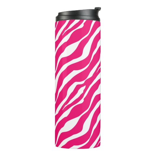 Wild Animal Print, Zebra in Fuchsia Pink en White Thermosbeker (Gedraaid links)