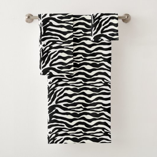Wild Animal Print, Zebra in zwart-wit Bad Handdoek (Insitu)