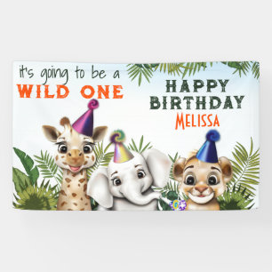 Wild Animal Safari Verjaardagsfeest Spandoek