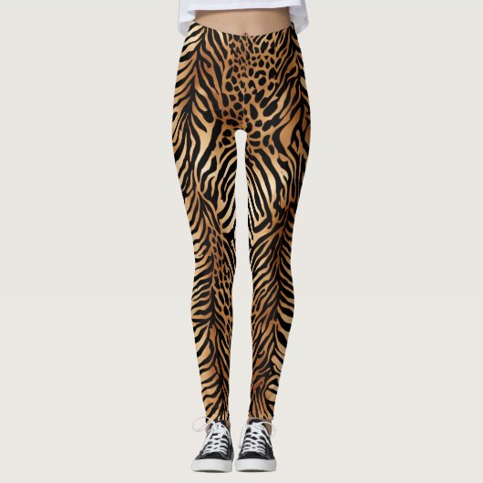 Wild Animal Symmetric Pattern Design 3 Leggings (Voorkant)