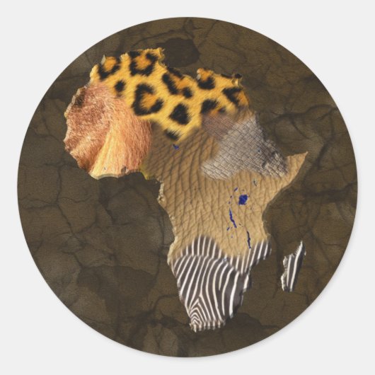 Wild Animal Textures Kaart van AFRIKA Sticker (Voorkant)