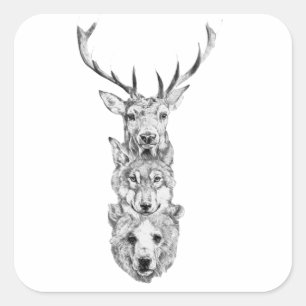 Wild Animal Trio Vierkante Sticker