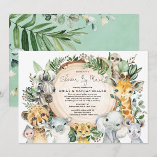 Wild Animals Safari Greenery Baby shower per post Kaart
