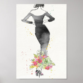 Wild Apple | Chic Floral Dress Sketch Poster