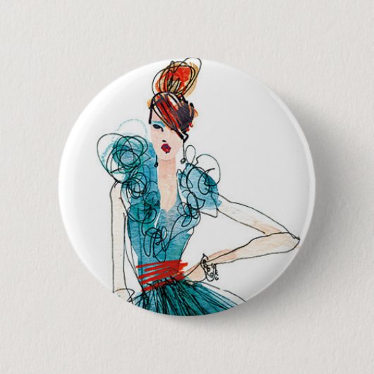 Wild Apple | Haute Couture Mode Sketch Ronde Button 5,7 Cm (Voorkant)