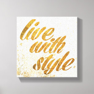 Wild Apple Live met stijl - Girly Quote Canvas Afdruk