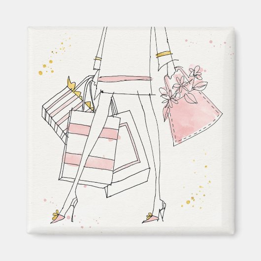 Wild Apple | Moderne roze Mode schets Magneet (Voorkant)