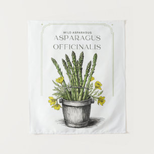 Wild Asparagus schets ontwerp: Natuur-geïnspireerd Wandkleed