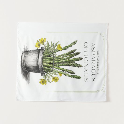 Wild Asparagus schets ontwerp: Natuur-geïnspireerd Wandkleed (Voorkant (horizontaal))