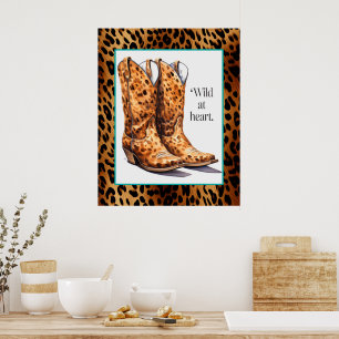 Wild at Heart – Cheetah Cowgirl Boots Poster Art