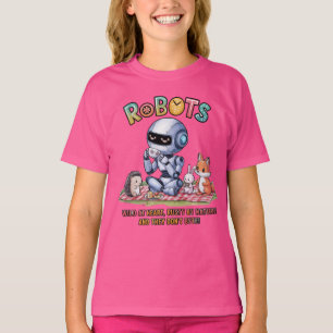 🤖Wild at Heart Robot Cartoon picknick in Bossen T-shirt