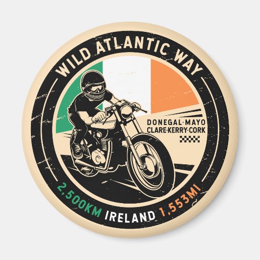 Wild Atlantic Way Ierland | | Motorfiets Magneet (Voorkant)