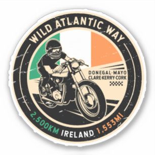 Wild Atlantic Way Ierland     Motorfiets Sticker