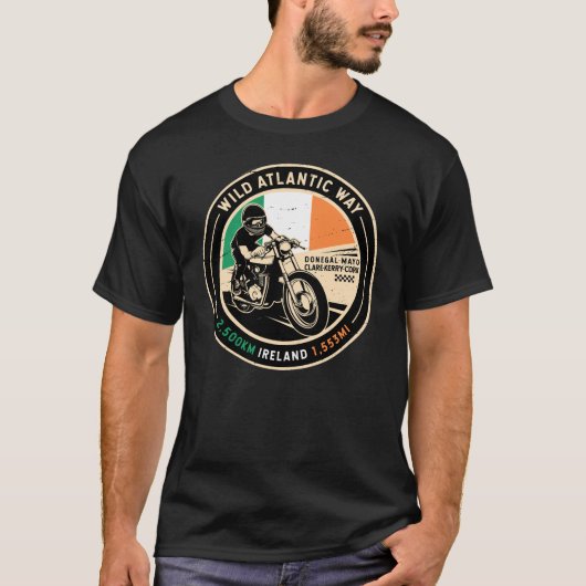 Wild Atlantic Way Ierland | | Motorfiets T-shirt (Voorkant)