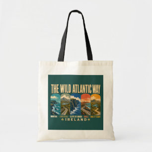 Wild Atlantic Way Ierland Oriëntatiepunten Illustr Tote Bag