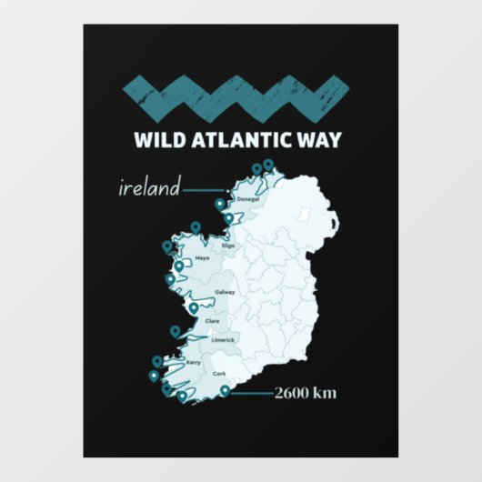 Wild Atlantic Way - Ierse Toerisme proef Ierland Raamsticker (Vel)
