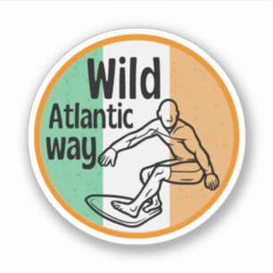 Wild Atlantic Way - surfen Ierse toeristische proe Sticker