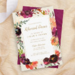 Wild Autumn Bouquet | Rehearsal Dinner Invitation<br><div class="desc">Burgundy and peach watercolor florals with gold accents adorn these rehearsal dinner invitations,  perfect for summer or autumn romantic,  botanical,  boho weddings.</div>