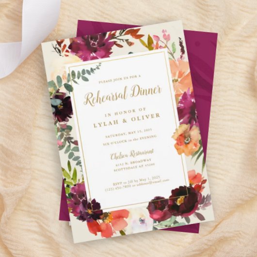 Wild Autumn Bouquet | Rehearsal Dinner Invitation