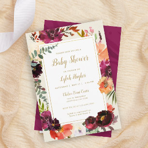 Wild Autumn Bouquet Uitnodiging tot Baby shower