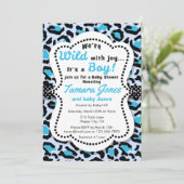 Wild avec Joy Blue Boy Baby shower Invitation (Debout devant)