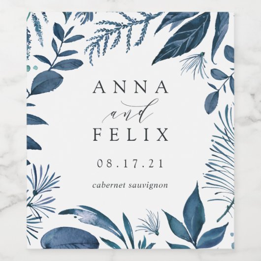 Wild Azure | Aangepaste bruiloft Wijn Etiket (Enkel label)