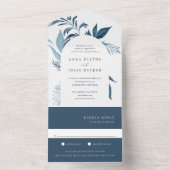 Wild Azure Blue Botanical Arch Wedding All In One Uitnodiging (Binnen)
