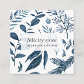 Wild Azure | Botanische afdrukken Vierkante Visitekaartje (Voorkant)