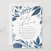 Wild Azure | Botanische Baby shower Kaart (Voorkant)