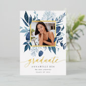 Wild Azure Folie Foto Afstuderen Aankondiging (Staand Voorkant)