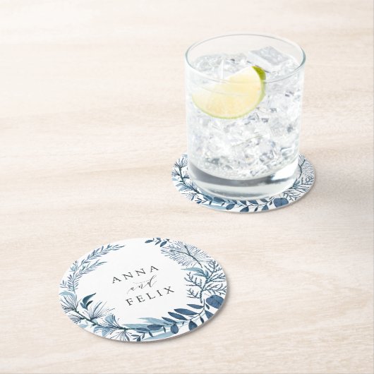 Wild Azure Personalized Wedding Ronde Kartonnen Onderzetter (Insitu)