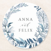Wild Azure Personalized Wedding Ronde Kartonnen Onderzetter (Voorkant)