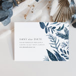 Wild Azure Save the Date Card<br><div class="desc">Notre carte Wild Azure save the date contient vos principaux détails mariages (noms,  date du mariage,  emplacement et site Web) accentués par le feuillage d'aquarelle d'hiver dans des tons bleus glacés. Un design moderne et élégant sauve le design datant qui est une vision chic minimaliste de la tendance botanique.</div>