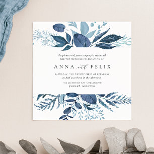 Wild Azure Wedding Invitation   Vierkant Kaart