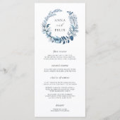 Wild Azure Wedding Menu Kaart (Voorkant)