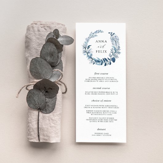Wild Azure Wedding Menu Kaart
