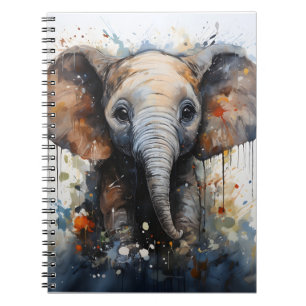 Wild Baby Elephant Unieke Waterverf Dierenkunst Notitieboek