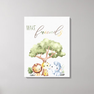 Wild Baby Safari Dieren Muurkunst Decor Canvas Afdruk