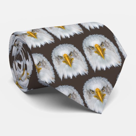 Wild Bald Eagle Pattern in Brown Stropdas (Opgerold)