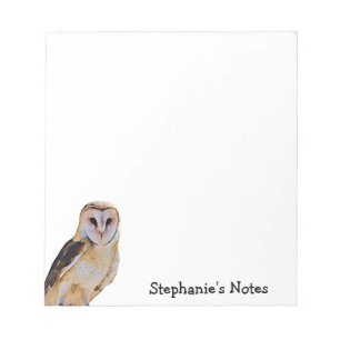 Wild Barn Owl Bird Artwork Name Persoonlijke White Notitieblok