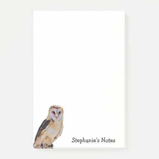 Wild Barn Owl Bird Artwork Name Persoonlijke White Post-it® Notes (Voorkant)