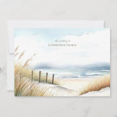 Wild Beach Fence Ocean Grass Art Trouwmaaltijd RSV (Achterkant)