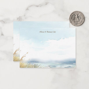 Wild Beach hek oceaan gras kunst bruiloft paar Notitiekaartje