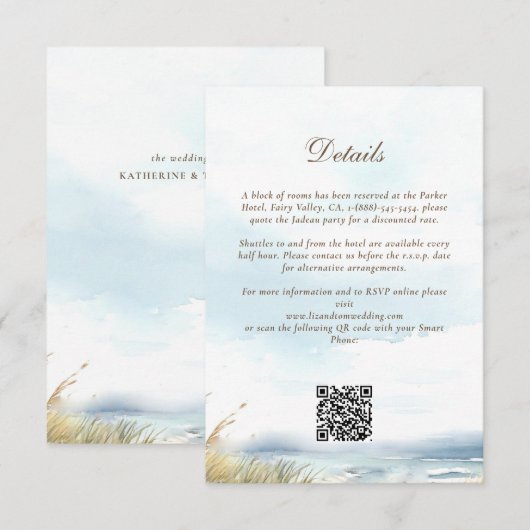 Wild Beach Ocean Détails du Mariage Carte de boîti (Devant / Derrière)